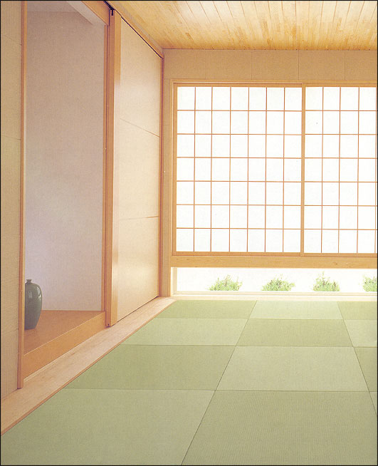 Tradicinis japonu kambarys. Tatamis.